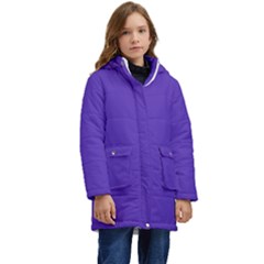 Ultra Violet Purple Kids  Hooded Longline Puffer Jacket by bruzer