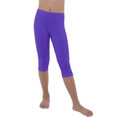 Ultra Violet Purple Kids  Lightweight Velour Capri Leggings  by bruzer