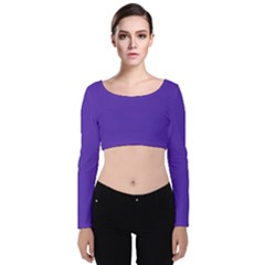 Ultra Violet Purple Velvet Long Sleeve Crop Top by bruzer