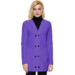 Ultra Violet Purple Button Up Hooded Coat  by Patternsandcolors