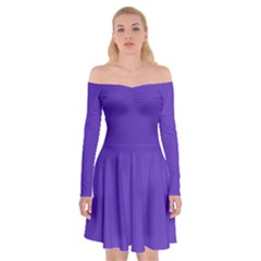 Ultra Violet Purple Off Shoulder Skater Dress by Patternsandcolors