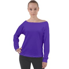 Ultra Violet Purple Off Shoulder Long Sleeve Velour Top by Patternsandcolors