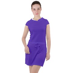 Ultra Violet Purple Drawstring Hooded Dress