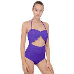 Ultra Violet Purple Scallop Top Cut Out Swimsuit by Patternsandcolors