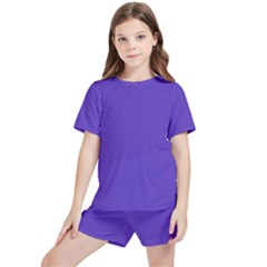 Ultra Violet Purple Kids  T-shirt And Sports Shorts Set by Patternsandcolors