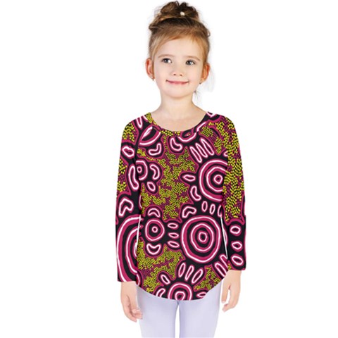 Authentic Aboriginal Art - You Belong Kids  Long Sleeve T-shirt by hogartharts