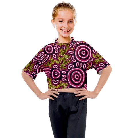 Authentic Aboriginal Art - You Belong Kids Mock Neck T-shirt by hogartharts