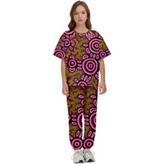 Authentic Aboriginal Art - You Belong Kids  T-shirt And Pants Sports Set by hogartharts