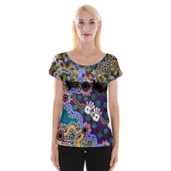 Authentic Aboriginal Art - Discovering Your Dreams Cap Sleeve Top