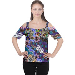 Authentic Aboriginal Art - Discovering Your Dreams Cutout Shoulder T-Shirt