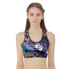 Authentic Aboriginal Art - Discovering Your Dreams Sports Bra with Border