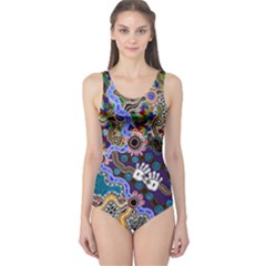 Authentic Aboriginal Art - Discovering Your Dreams One Piece Swimsuit