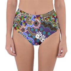 Authentic Aboriginal Art - Discovering Your Dreams Reversible High-Waist Bikini Bottoms