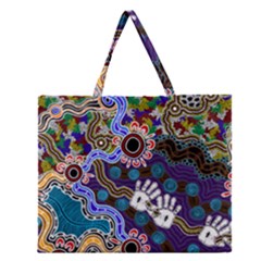 Authentic Aboriginal Art - Discovering Your Dreams Zipper Large Tote Bag
