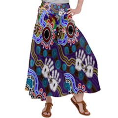 Authentic Aboriginal Art - Discovering Your Dreams Women s Satin Palazzo Pants