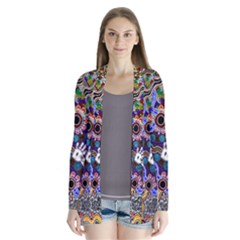 Authentic Aboriginal Art - Discovering Your Dreams Drape Collar Cardigan by hogartharts