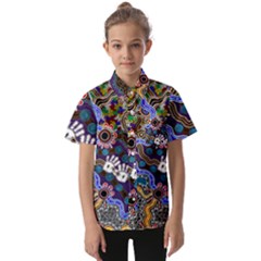 Authentic Aboriginal Art - Discovering Your Dreams Kids  Short Sleeve Shirt