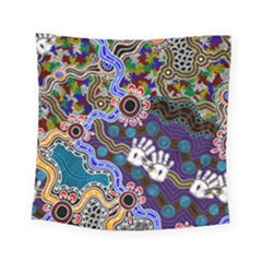 Authentic Aboriginal Art - Discovering Your Dreams Square Tapestry (Small)