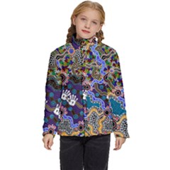 Authentic Aboriginal Art - Discovering Your Dreams Kids  Puffer Bubble Jacket Coat