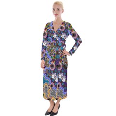 Authentic Aboriginal Art - Discovering Your Dreams Velvet Maxi Wrap Dress