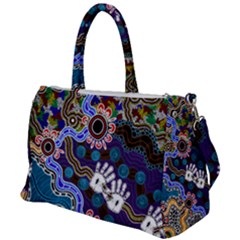 Authentic Aboriginal Art - Discovering Your Dreams Duffel Travel Bag by hogartharts