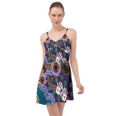 Authentic Aboriginal Art - Discovering Your Dreams Summer Time Chiffon Dress