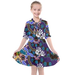 Authentic Aboriginal Art - Discovering Your Dreams Kids  All Frills Chiffon Dress