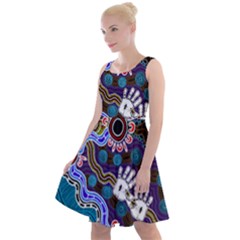 Authentic Aboriginal Art - Discovering Your Dreams Knee Length Skater Dress