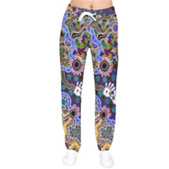 Authentic Aboriginal Art - Discovering Your Dreams Women Velvet Drawstring Pants