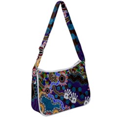 Authentic Aboriginal Art - Discovering Your Dreams Zip Up Shoulder Bag