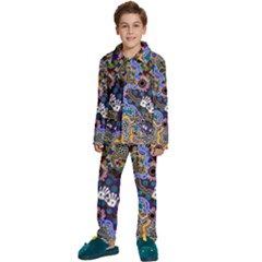 Authentic Aboriginal Art - Discovering Your Dreams Kids  Long Sleeve Velvet Pajamas Set