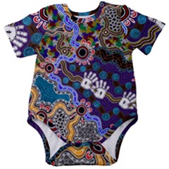 Authentic Aboriginal Art - Discovering Your Dreams Baby Short Sleeve Bodysuit by hogartharts