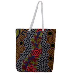 Authentic Aboriginal Art - Gathering 2 Full Print Rope Handle Tote (large) by hogartharts