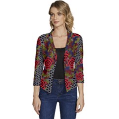 Authentic Aboriginal Art - Gathering 2 Women s Casual 3/4 Sleeve Spring Jacket by hogartharts