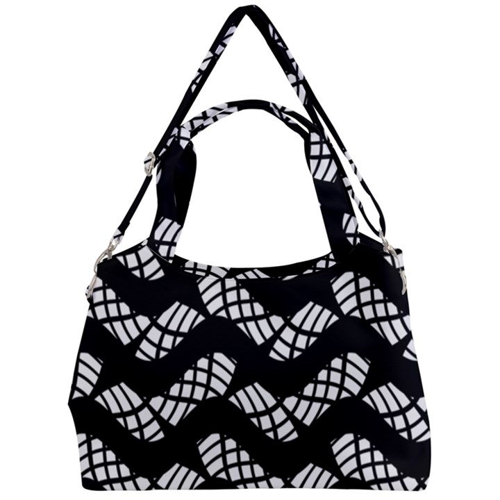 Black and White GeometricDouble Compartment Shoulder Bag