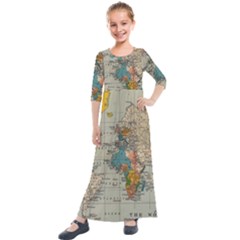 Golf Course Par Green Kids  Quarter Sleeve Maxi Dress by Proyonanggan