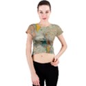 Circular Concentric Radial Symmetry Abstract Crew Neck Crop Top View1