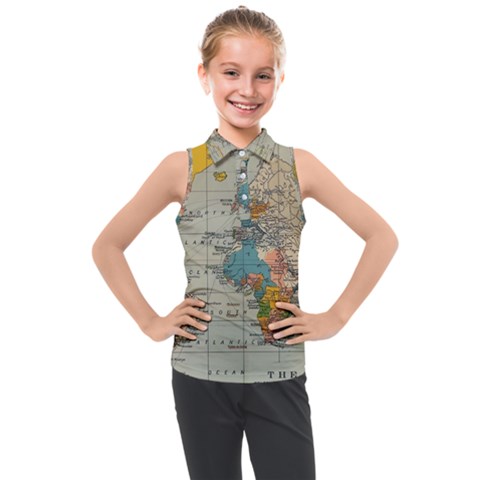 Circular Concentric Radial Symmetry Abstract Kids  Sleeveless Polo T-shirt by Proyonanggan