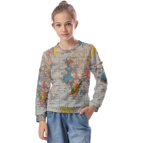 Circular Concentric Radial Symmetry Abstract Kids  Long Sleeve T-shirt With Frill  by Proyonanggan