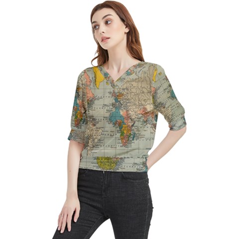 Iceland Aurora Borealis Quarter Sleeve Blouse by Proyonanggan