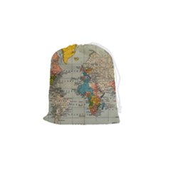Vintage World Map Drawstring Pouch (small)