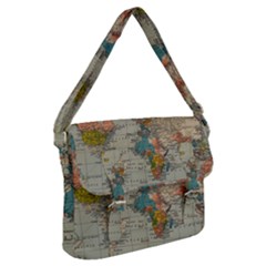 Vintage World Map Buckle Messenger Bag