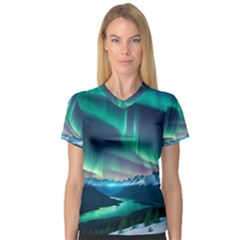 Zig Zag Waves Lines Geometric V-Neck Sport Mesh T-Shirt