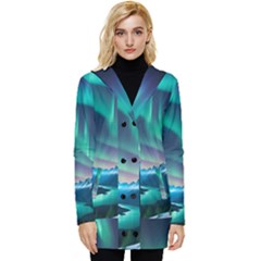 Zig Zag Waves Lines Geometric Button Up Hooded Coat 