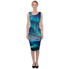 Zig Zag Waves Lines Geometric Sleeveless Pencil Dress