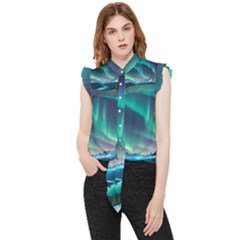 Zig Zag Waves Lines Geometric Frill Detail Shirt