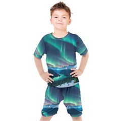 Aurora Borealis Kids  T-shirt And Shorts Set by Ndabl3x