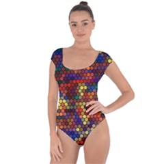 Zig Zag Pattern Geometric Design Short Sleeve Leotard 