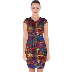 Flower Retro Funky Psychedelic Capsleeve Drawstring Dress  by Ndabl3x