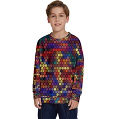 Zig Zag Pattern Geometric Design Kids  Crewneck Sweatshirt by Ndabl3x